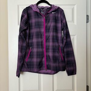 Nike Phenom Vapor Purple Plaid Hooded Lightweight Windbreaker Running Jacket S